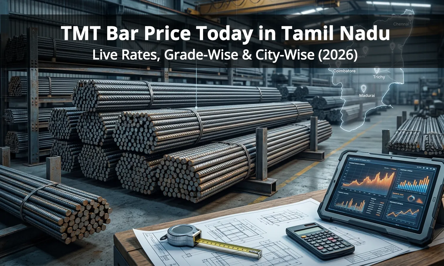 TMT Bar Price Today in Tamil Nadu — Live Rates, Grade-Wise & City-Wise (2026)
